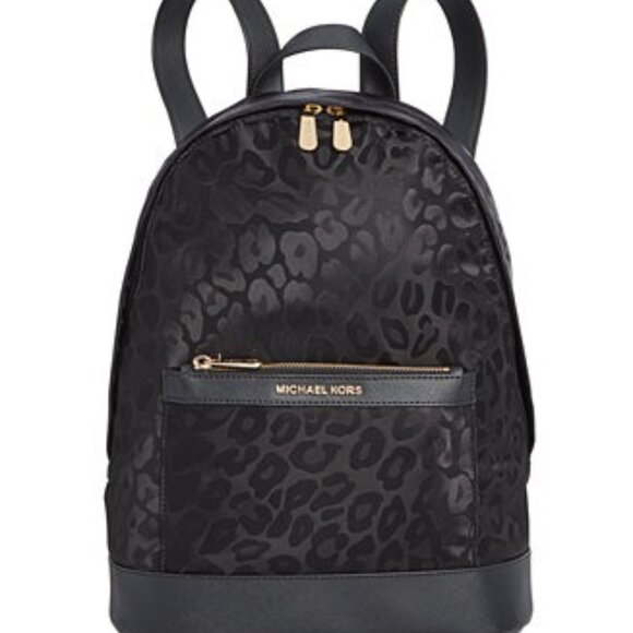Michael Kors Black Animal Print Backpack - Picture 1 of 5